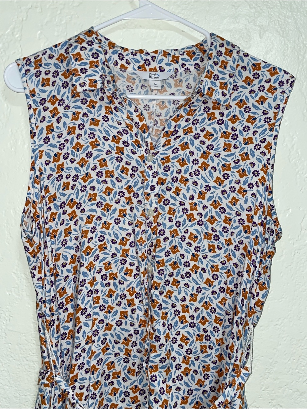 croft & barrow White Maxi Dress with Blue and Brown Floral Print - Picture 9 of 12